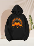 Men's Hoodie Pumpkins Surrounded By Falling Leaves And Decorative Rainbow Hoodie
