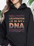 Women's Hoodie Liechtenstein Is In My DNA Colorful Striped Letters With Double Helix Pattern