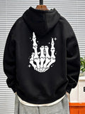 Men's Hoodie Mystic Hand Gesture Created By Skeleton Surrounded By Sparkling Stars