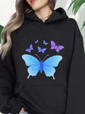 Women's Hoodie Shimmering Blue And Purple Butterflies Graceful Nature Butterfly