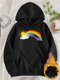 Women's Hoodie Bright Colorful Rainbow And Sun Over Fluffy White Cloud Hoodie
