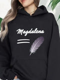 Women's Hoodie Magdalena White Strokes Beside Soft Purple Feather Hoodie