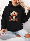 Women's Hoodie Western Desert Landscape With Full Moon And Longhorn Skull