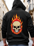 Men's Hoodie Fiery Flames Engulfing A Grinning Skull Surrounded By Burning Aura Skull