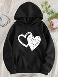 Women's Hoodie Interlocking Doodle Lines With Playful Spotted Pattern Heart