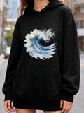Women's Hoodie Foaming Ocean Curl Surrounded By Spindrift Midnight Wave