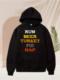 Men's Hoodie Run Beer Turkey Pie Nap Bold Statement Hoodie