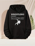 Men's Hoodie Wrestling Definition Graphic With Silhouetted Fighters Hoodie