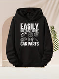 Men's Hoodie Easily Distracted By Classic Engine Wheels And Pistons Car Parts