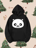 Men's Hoodie Cute Smiling Panda Face With Crisp Minimal Black Hoodie Panda