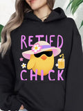 Women's Hoodie Retired Chick Wearing Sunglasses Hat With Flowers Lemonade Drink Chick