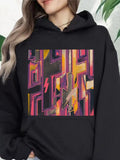 Women's Hoodie Vivid Geometric Pattern With Bold Lines Lightning And Abstract Shapes