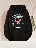 Men's Hoodie I Love To Dance Whimsical Flamingo Surrounded By Colorful Dancing Notes