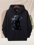 Men's Hoodie Shiny Black Fur Under Soft Studio Light Labrador Dog