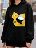 Women's Hoodie Smiling Cartoon Style Yellow Winged Bee