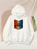 Men's Hoodie Colorful Brushstroke Pattern With Crossed Hockey Sticks And Puck