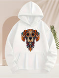 Men's Hoodie Intricate Colorful Abstract Pattern Adorning Canine Face Dog
