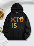 Women's Hoodie Soft Autumn Tones With Artistic Lettering And Gentle Butterfly Hoodie