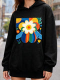Women's Hoodie Colorful Petals With Abstract Shapes Radiating Around Cheerful Sunny Flower