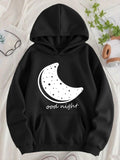 Women's Hoodie Good Night Crescent Moon With Whimsical Stars Under Soft Night Sky