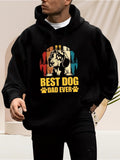 Men's Hoodie Best Dog Dad Ever With Graphic Vintage Forest And Pawprints Dog