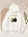 Men's Hoodie Never Underestimate Old Woman With Coffee Mug And Warm Sunset