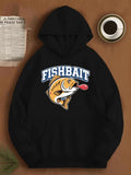 Men's Hoodie Fishbait Cartoon Hooked Fish With Vibrant Colors Under Bold Lettering Fish