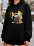 Women's Hoodie Colorful Balloons With Birthday Cake And Cute Brown Rat