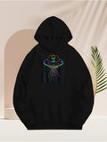 Men's Hoodie Colorful Alien Spaceship With Glowing Lights And Shining Beams UFO