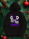 Men's Hoodie My God Is Stronger Than Hodgkin Lymphoma With Purple Awareness Ribbon Hoodie