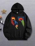 Women's Hoodie Vivid Abstract Color Blocking On Artistic Face Portrait Hoodie