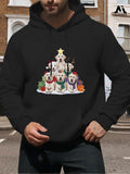 Men's Hoodie Christmas Holiday Dogs Wearing Festive Hats Surrounded By Gifts Under Golden Star Puppy