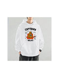 Men's Hoodie Capybara Relax With Tea Steam Among Books Table Capybara