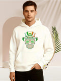 Men's Hoodie Colorful Patterned Skull With Clover Leaf Hat Among Festive Cheerful Accents Skull
