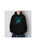 Men's Hoodie Electric Guitar With Swirling Neon Blue Artistic Lines Hoodie