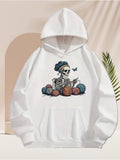 Men's Hoodie Colorful Yarn Balls Surrounding A Knitting Skeleton With Butterfly