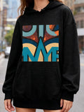 Women's Hoodie Abstract Geometric Patterns With Bold Curved Lines Colorful Shapes Hoodie
