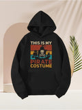 Men's Hoodie This Is My Pirate Costume Retro Skull Crossed Swords Among Sunset Tones Pirate