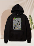 Men's Hoodie Colorful Roads With Tiny Cars Driving And Small Buildings Map
