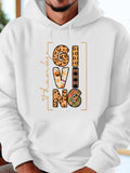 Men's Hoodie Heartfelt Plaid And Animal Print Letters Giving