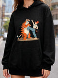 Women's Hoodie Fierce Standoff Between Woman And Powerful Standing Tiger