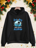 Men's Hoodie Just A Boy Who Loves Waves Under The Blue Jellyfish