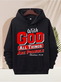 Men's Hoodie With God All Things Are Possible Bold Red Lettering Hoodie