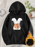Women's Hoodie Warm Artistic Silhouette With Flower Bouquet Holding Woman