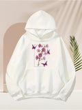 Men's Hoodie Purple Butterflies Dancing Among Blooming Flowers Under Soft Light Blossom