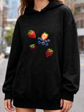 Women's Hoodie Fresh Summer Berries With Juicy Ripe Fruits On Hooded Sweatshirt