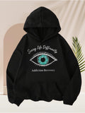 Men's Hoodie Seeing Life Differently With Blue Geometric Patterns Around Human Eye