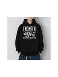 Men's Hoodie Engineer Typography With Gears Surrounded By Motivational Quote Hoodie