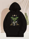 Men's Hoodie Moth With Mushrooms Crescent Moons And Wild Grasses Under Night Sky Insect