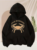 Men's Hoodie Crab Whisperer Vintage Washed Look With Large Detailed Crab Illustration Hoodie